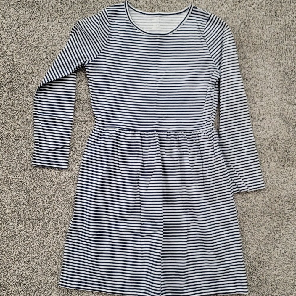 Carters Navy & White Striped long Sleeve Dress Size 10